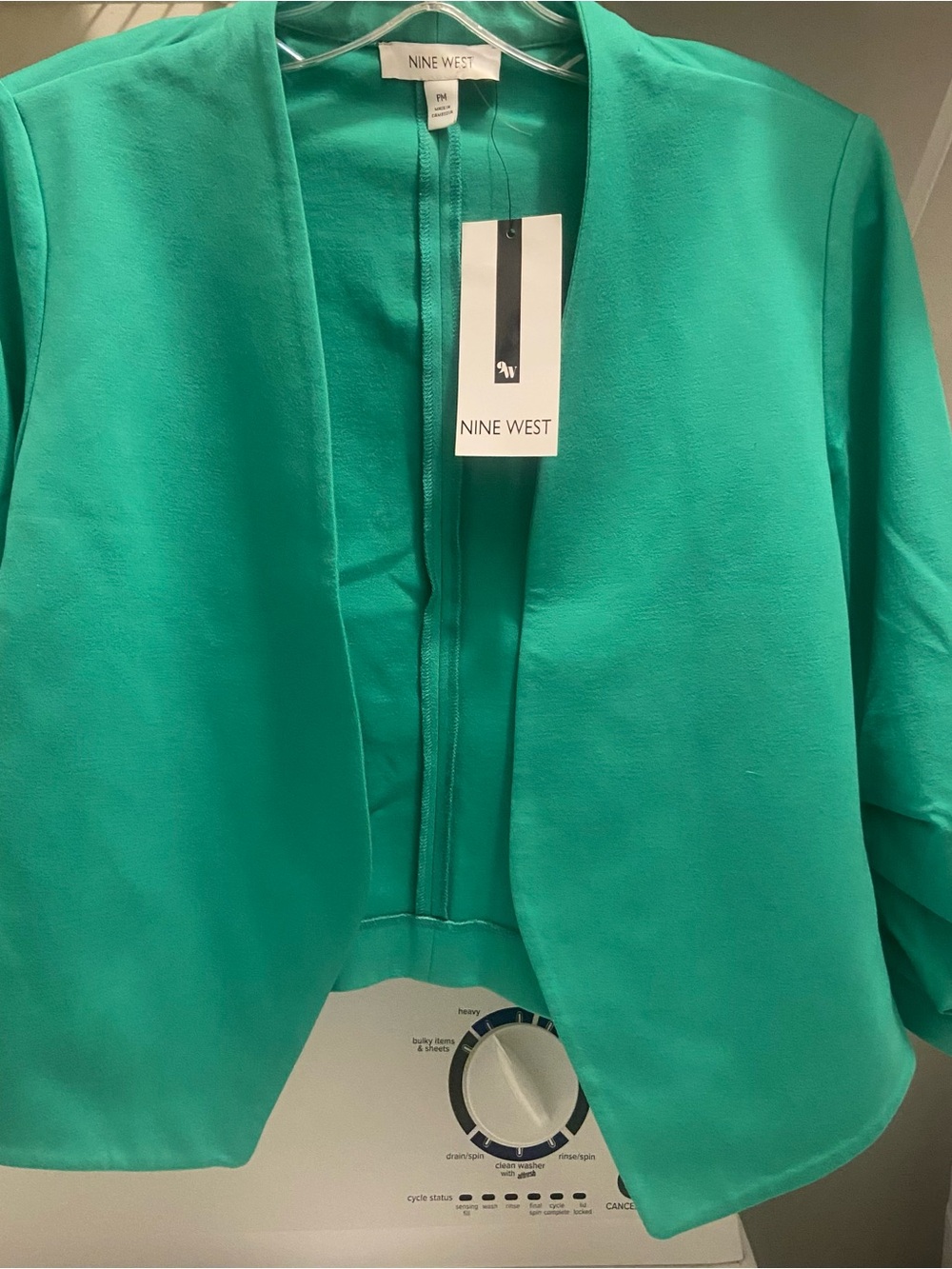 Nine West Teal Open-Front Cropped Blazer